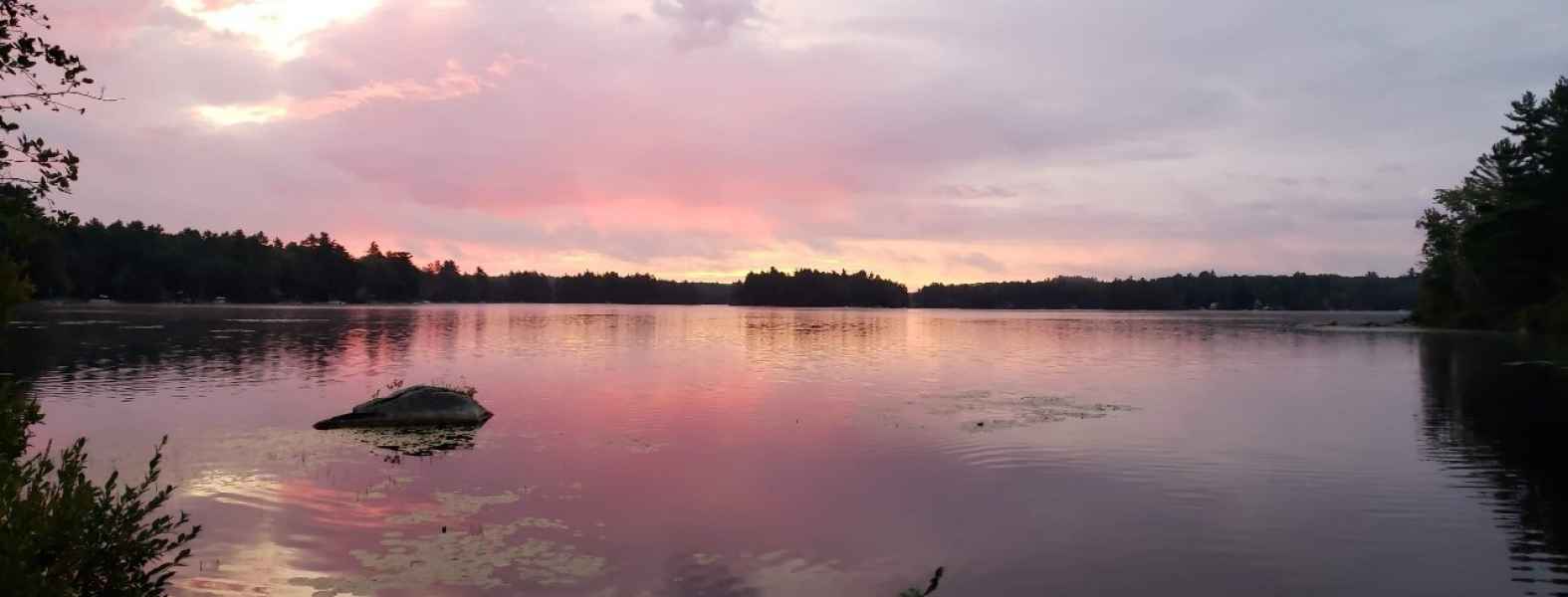 Beautiful Purple Sky Above Lake in Barrington, New Hampshire