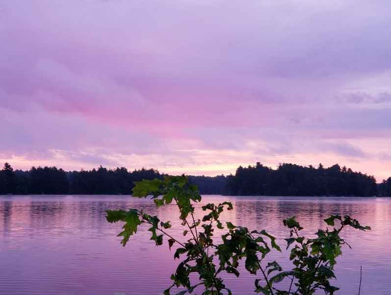 Beautiful Purple Sky Above Lake in Barrington, New Hampshire